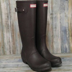 Women’s Matte Brown Hunter Original Rain Boot- 7